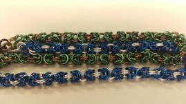 Blue with Silver and Green with Bronze